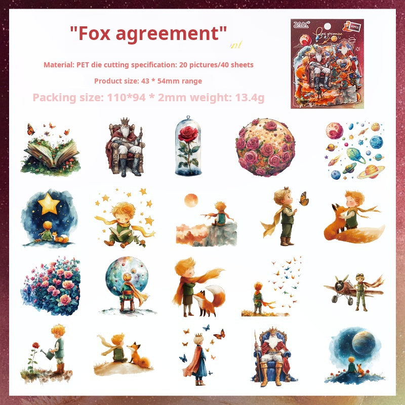 0619 Alice and the Little Prince PET Sticker -20Pcs each pack