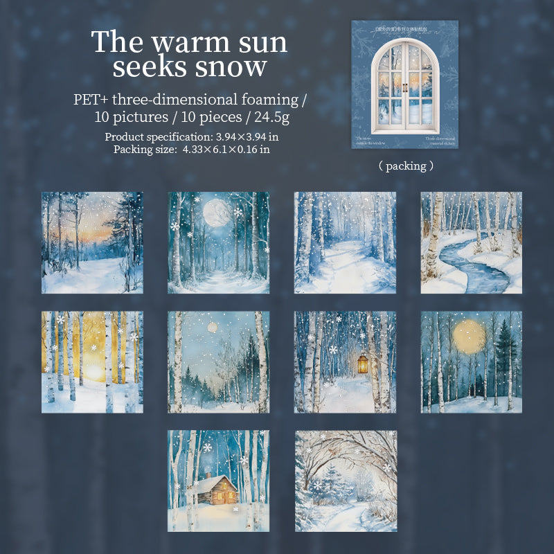 Snow outside the window PET sticker -10Pcs each pack