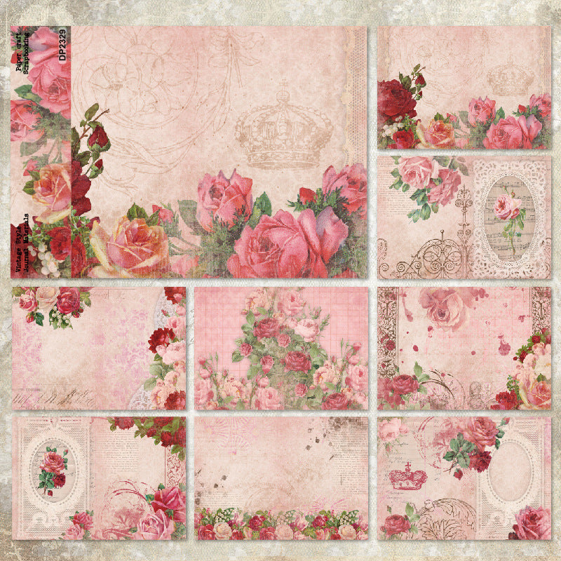 260318 A5 Rose background paper DP2329 -8Pcs each pack