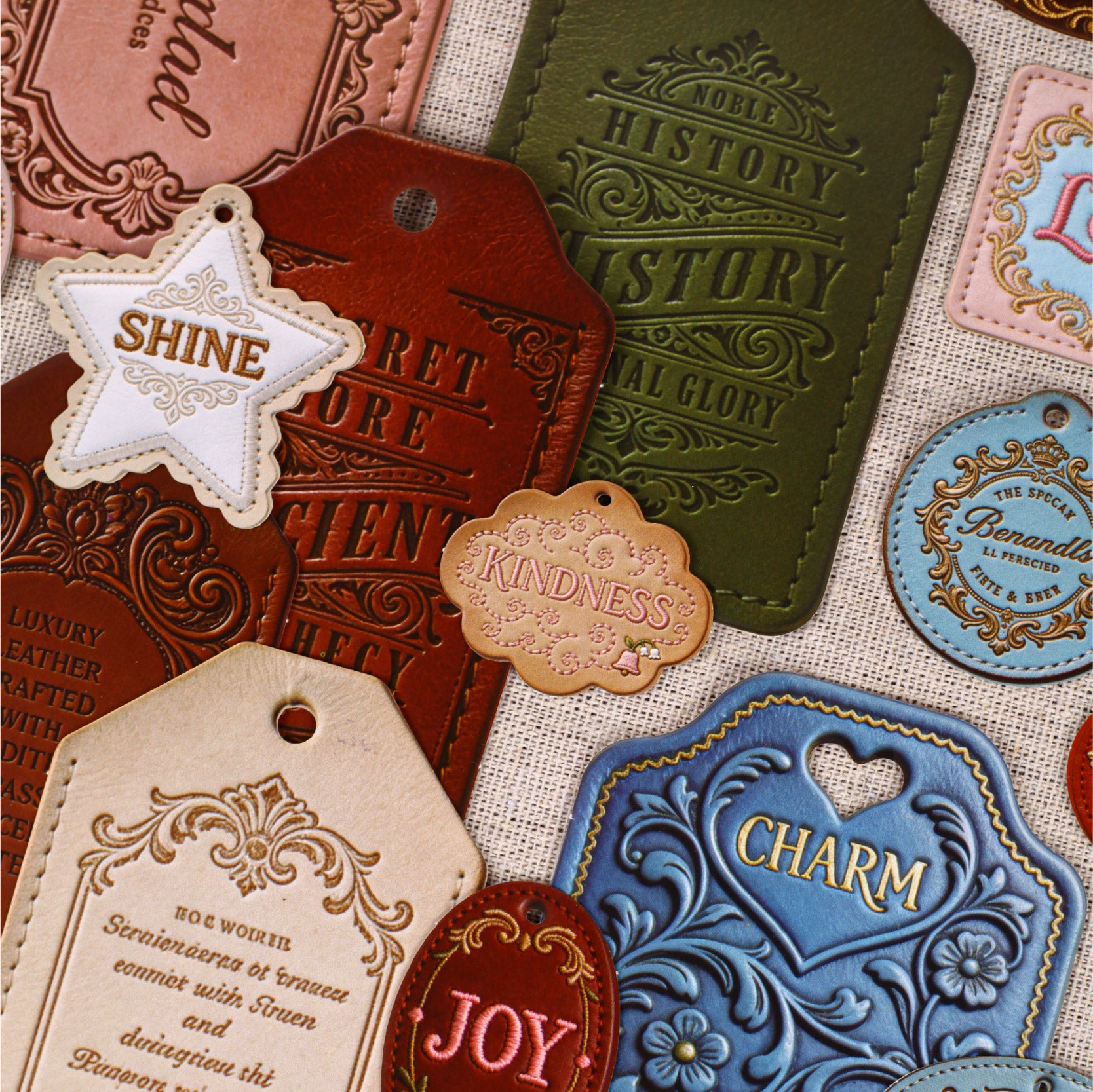 260327 Textured Cowhide cardstock sticker -14Pcs each pack