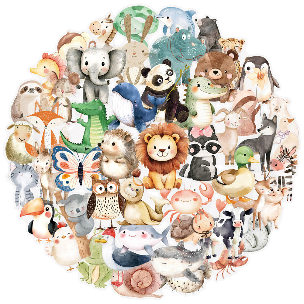 260302 50 Cartoon animals PET Sticker