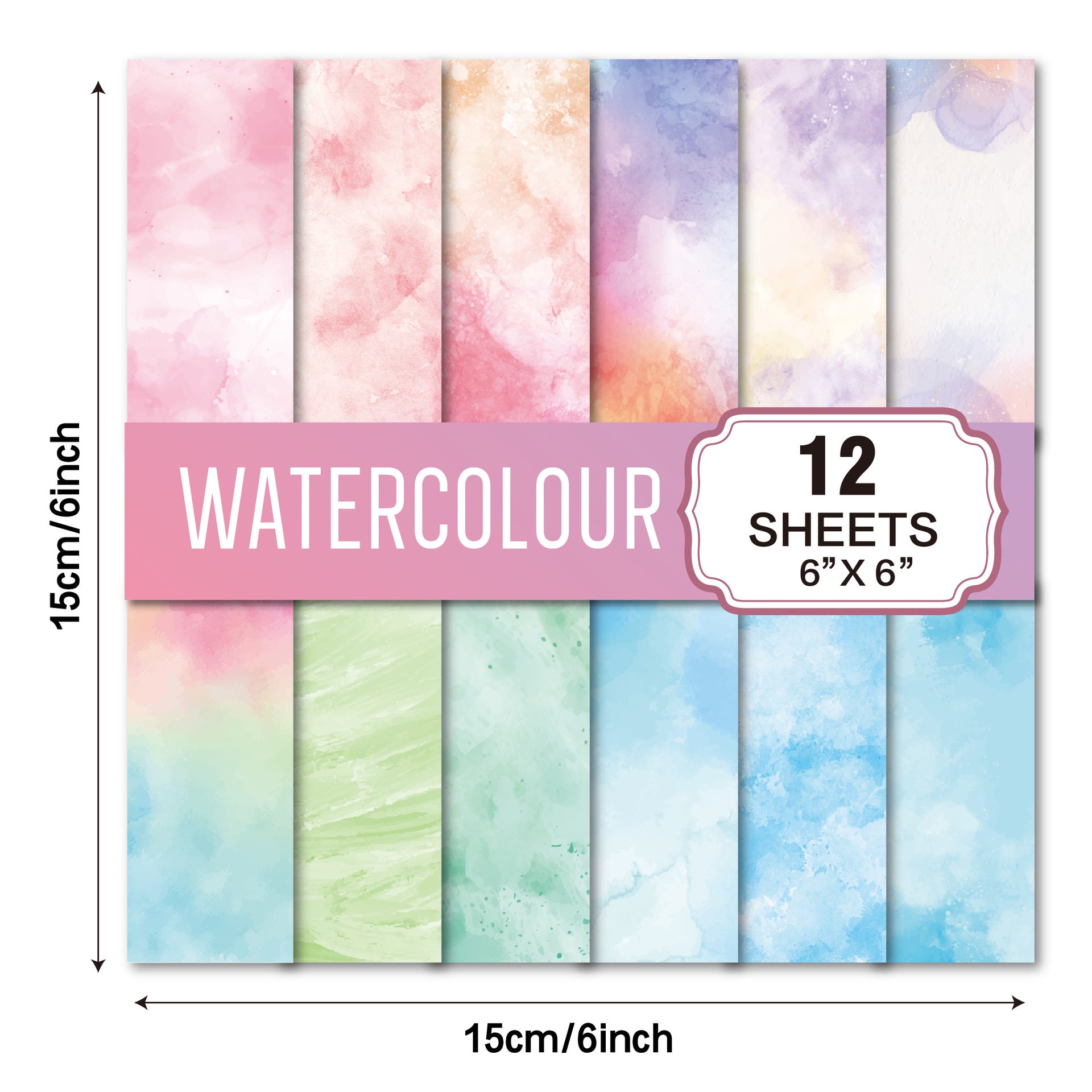 0729 Watercolor Background Paper -12Pcs each pack