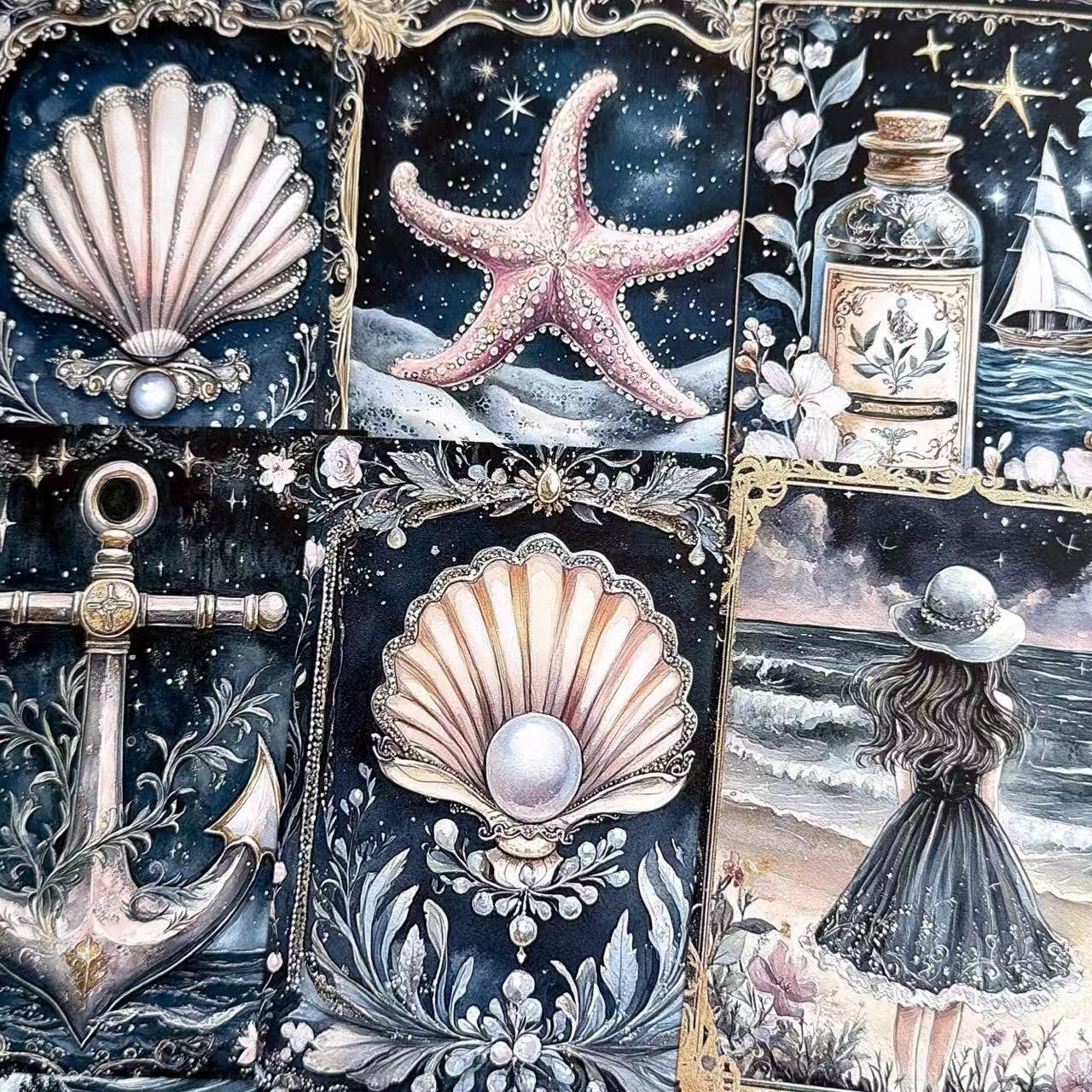 0718 A4 size Nautical shells Style Paper 15 pcs