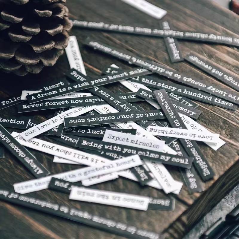 Vintage Distressed Typewriter Font Quote Stickers 201201 -8Pcs each pack