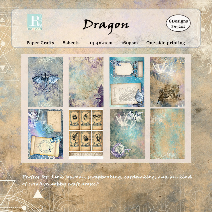 0618 A5 Dragon background paper PA5202 -8Pcs each pack