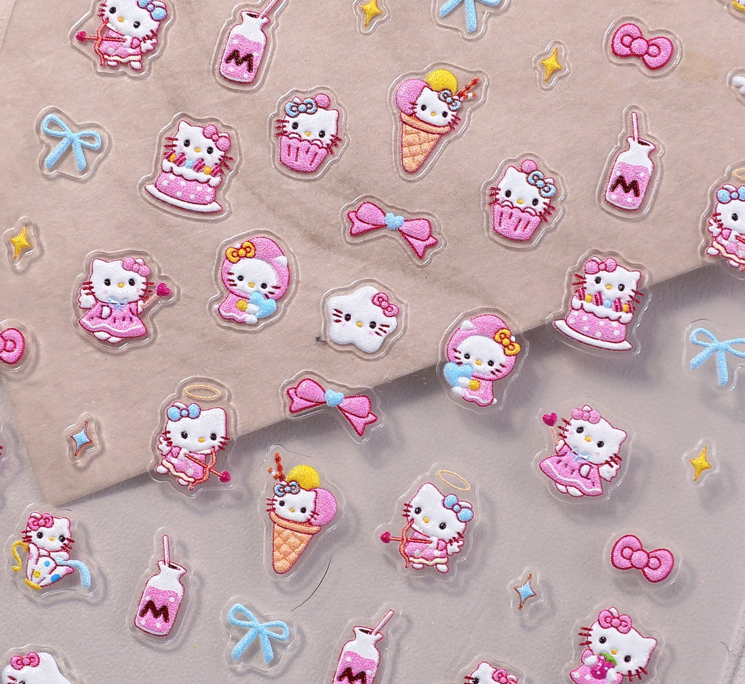 1022 M248- Pink HelloKitty Embossed Mini sticker 1 Pcs