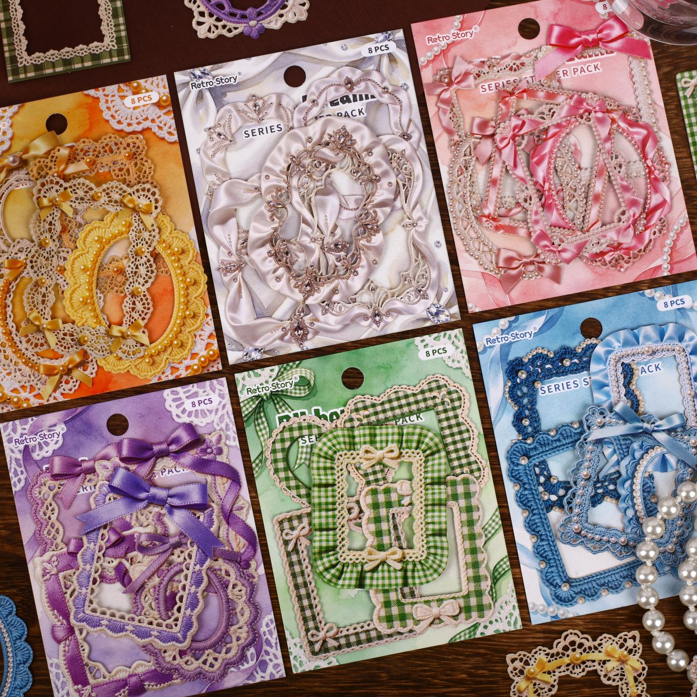 Ribbon Dreams Frame Cardstock Stickers -8Pcs each pack