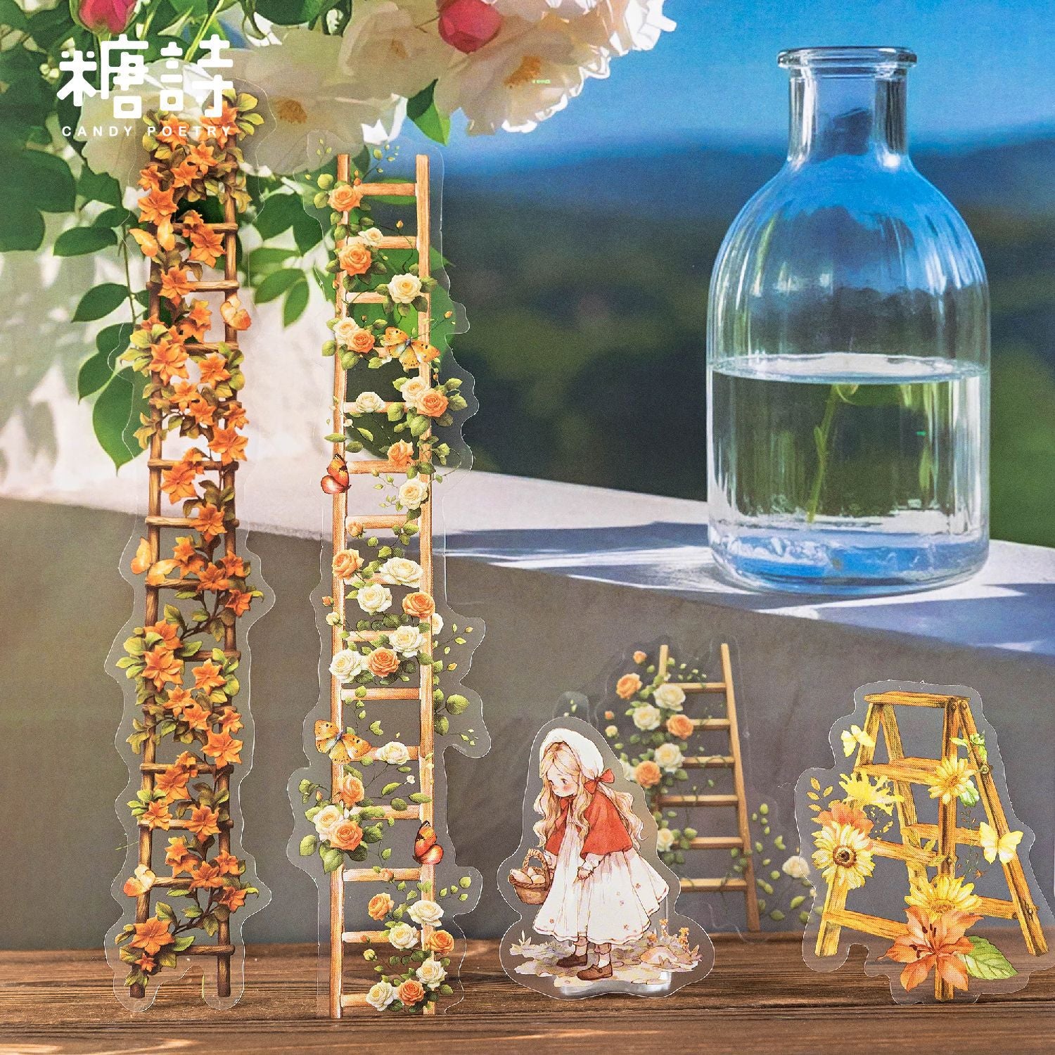 0503 Flowers all the way PET Stickers -10Pcs each pack