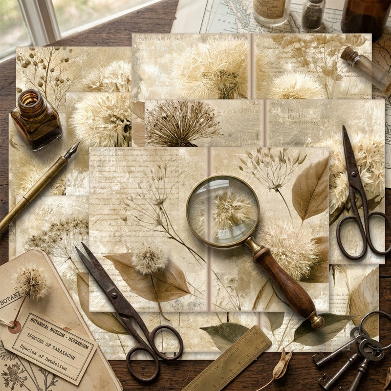 A5 Vintage Dried Flowers Background Paper -8Pcs each pack