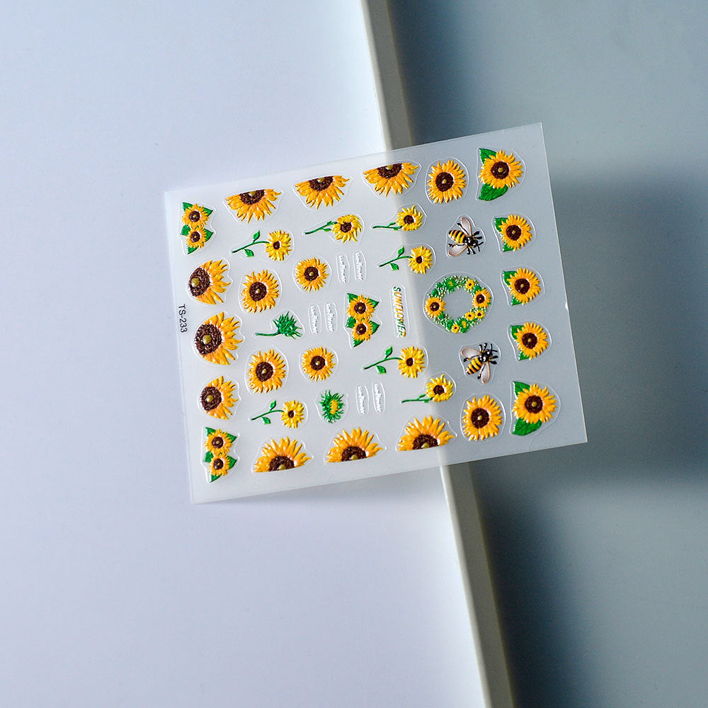 0919 M219- Sunflower Embossed Mini sticker 1 Pcs