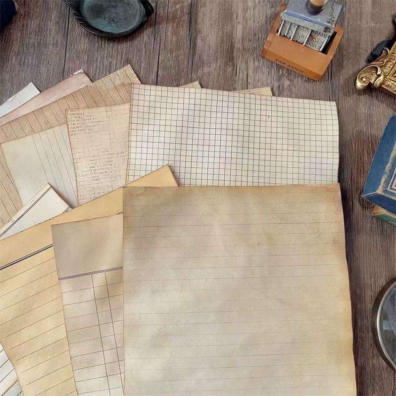 Vintage Hand-dyed Tabular Striped Paper -10Pcs each pack