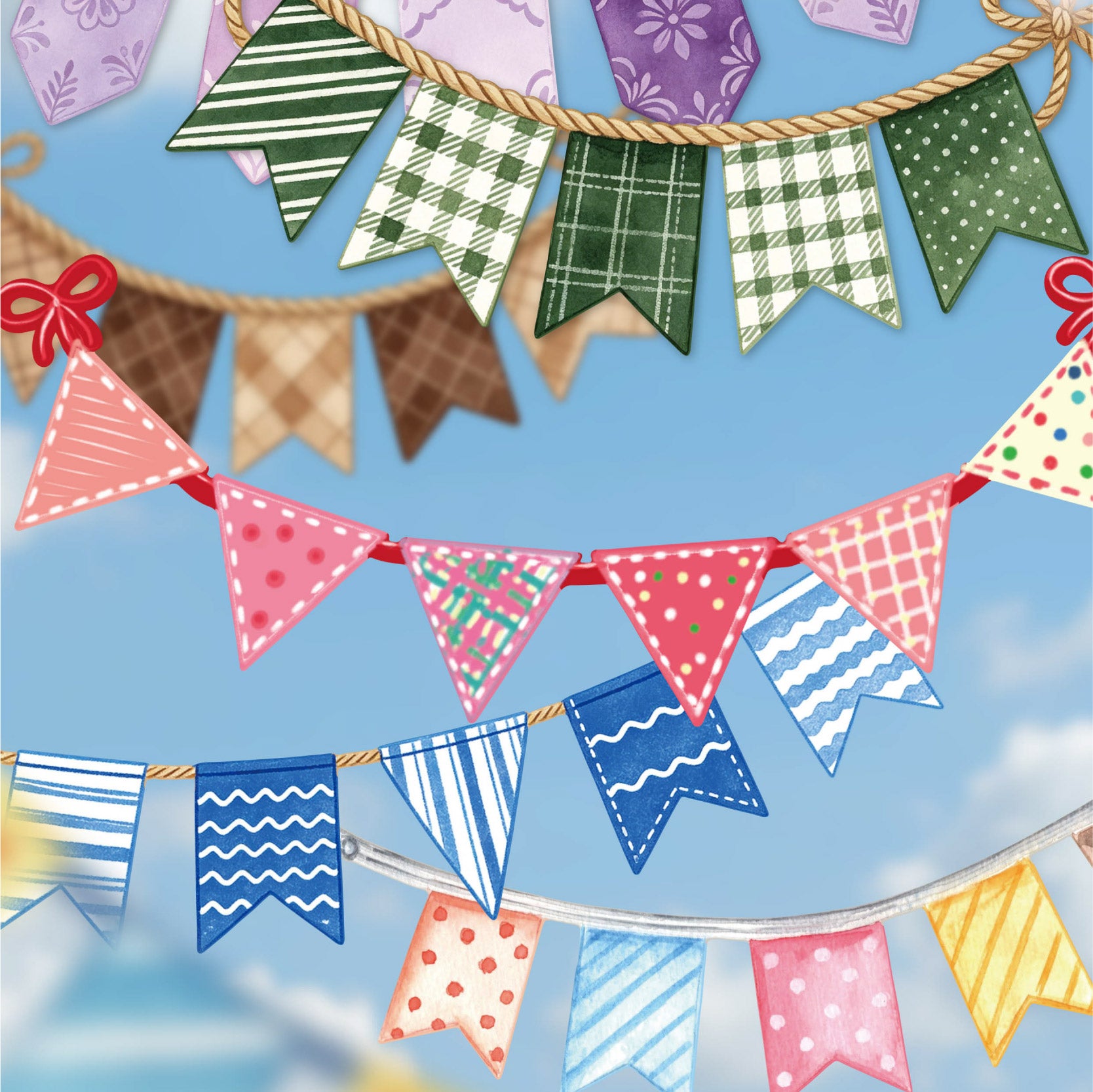 Colorful Flags cardstock Sticker -16Pcs each pack