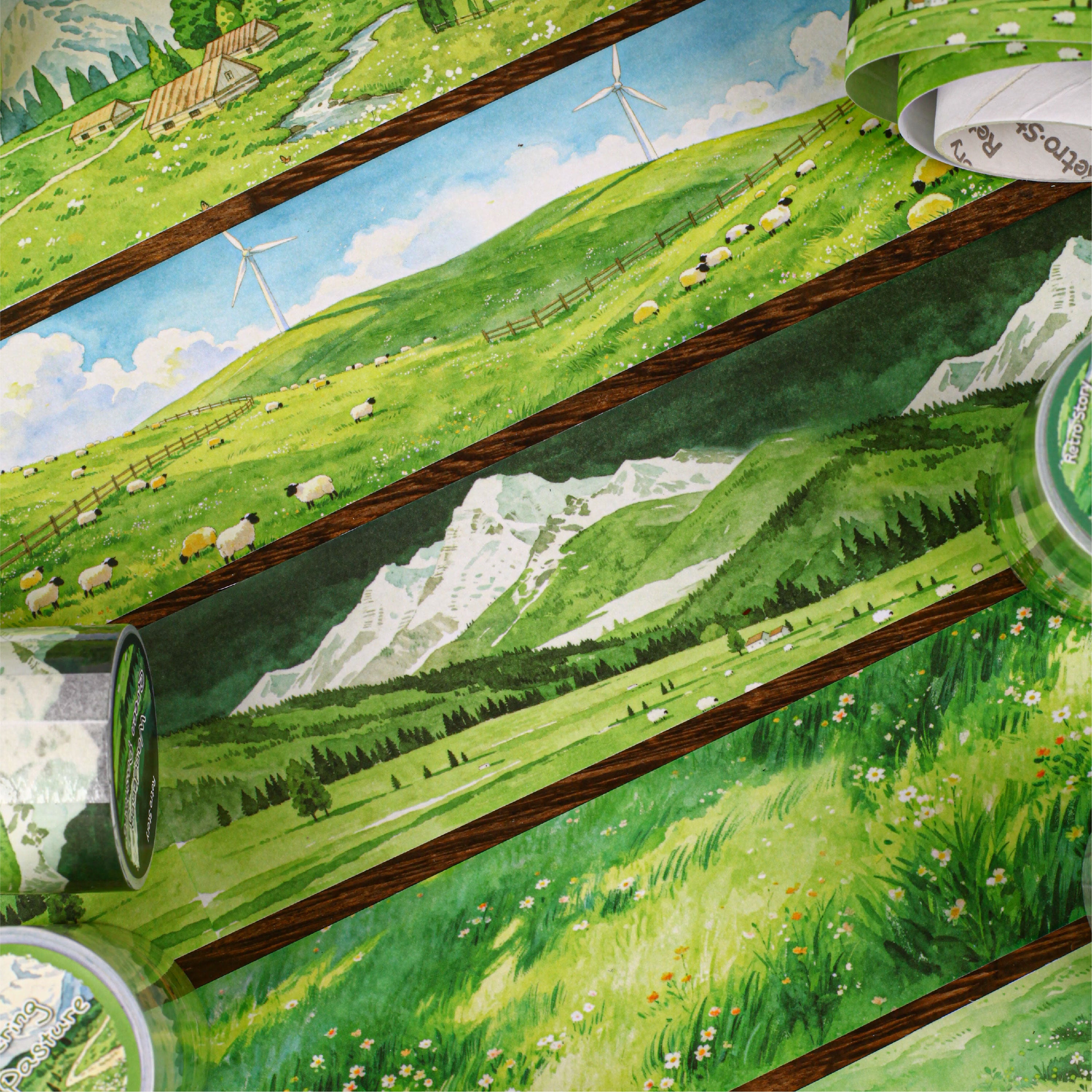 Wandering Green Pasture Washi Tape (5cm x 2m)