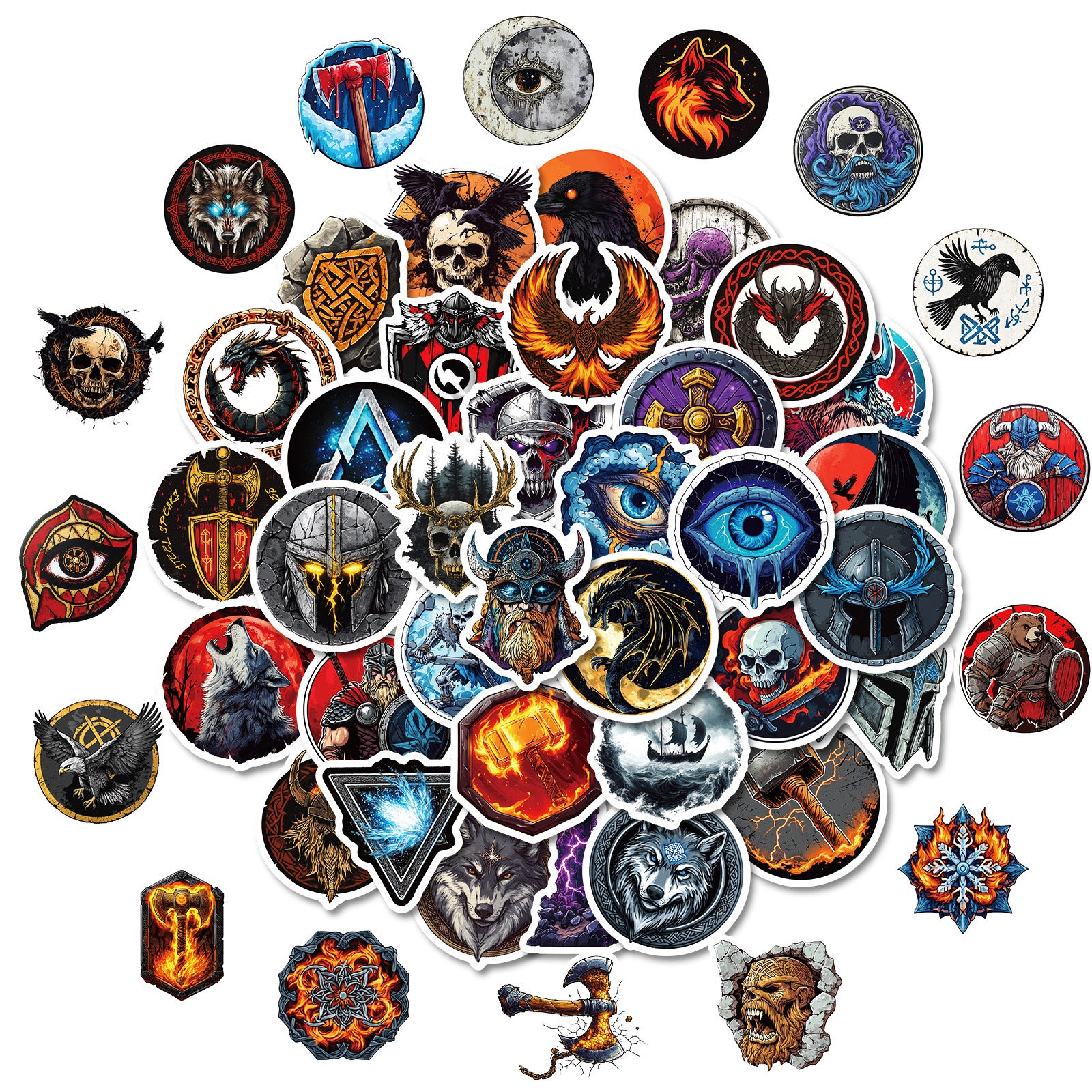 0717 50 Viking Stickers solid with white border