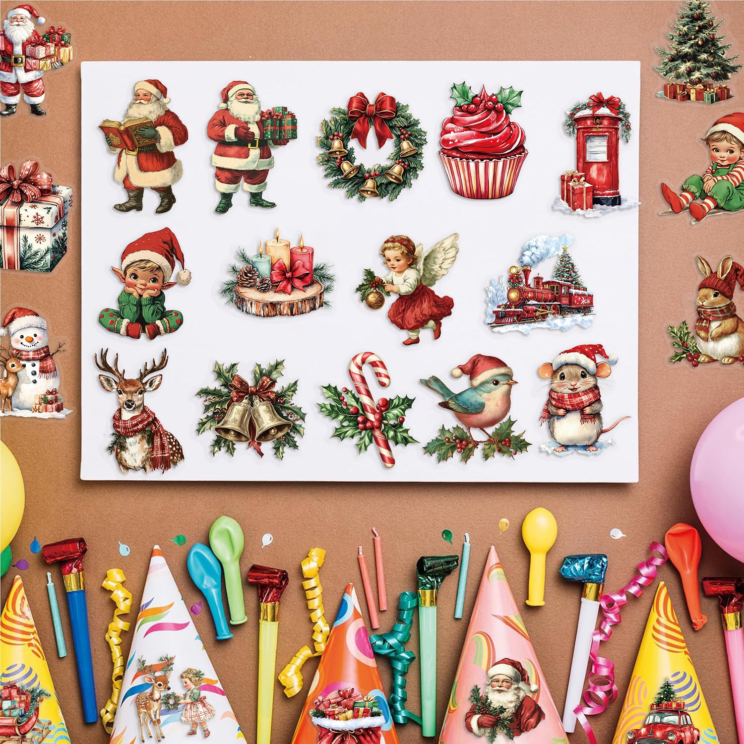 0910 50 Vintage Christmas PET sticker