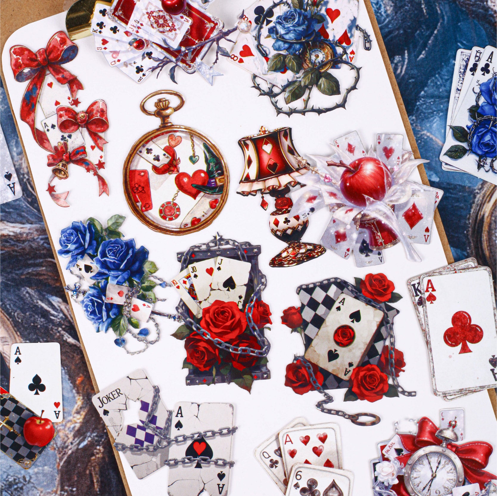 Playing card cardstock sticker -16Pcs each pack