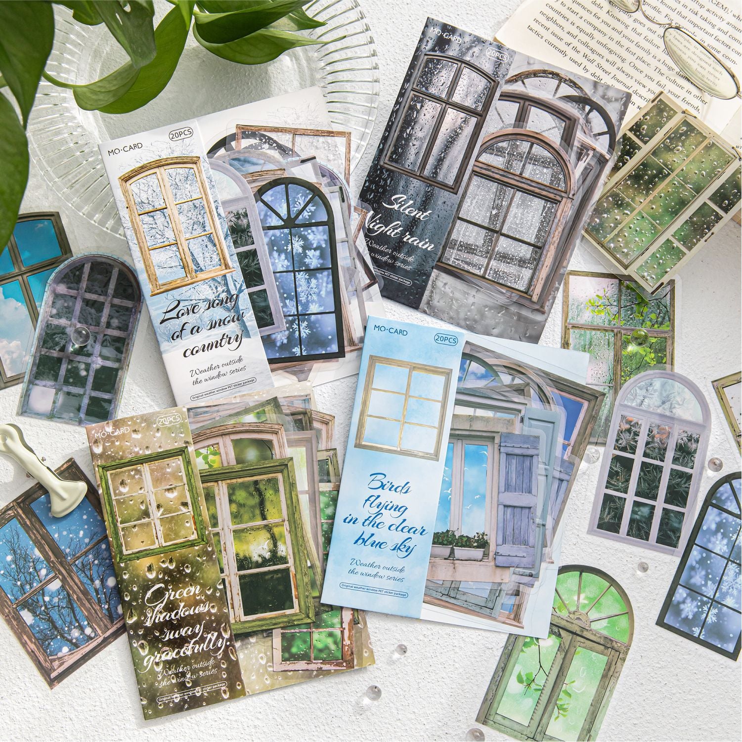 0524 The weather outside the window PET Sticker -20Pcs each pack