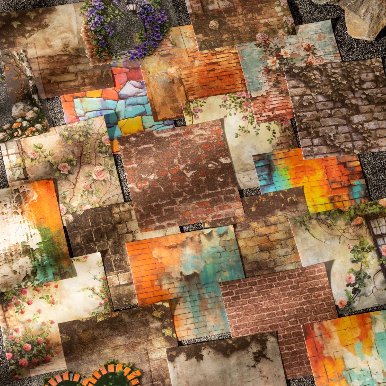 0629 Vine Brick Wall PET & Washi sticker Book -30Pcs each pack