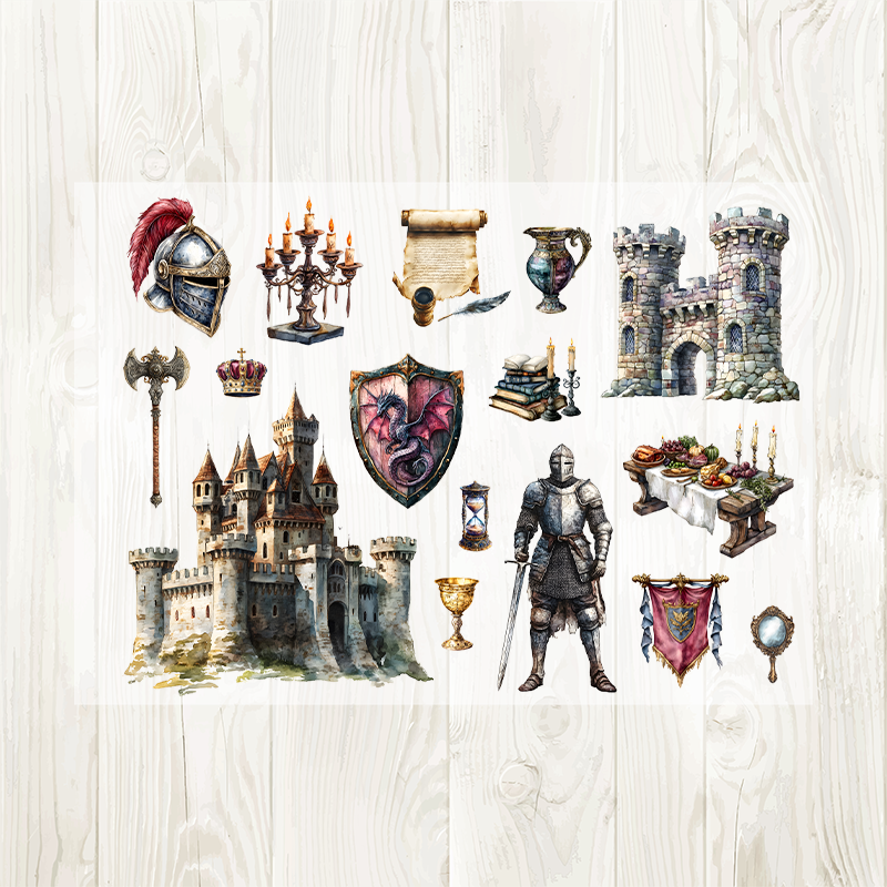 A4 Middle Ages matte PET pre-cut large sticker 1 pack 2 sheets