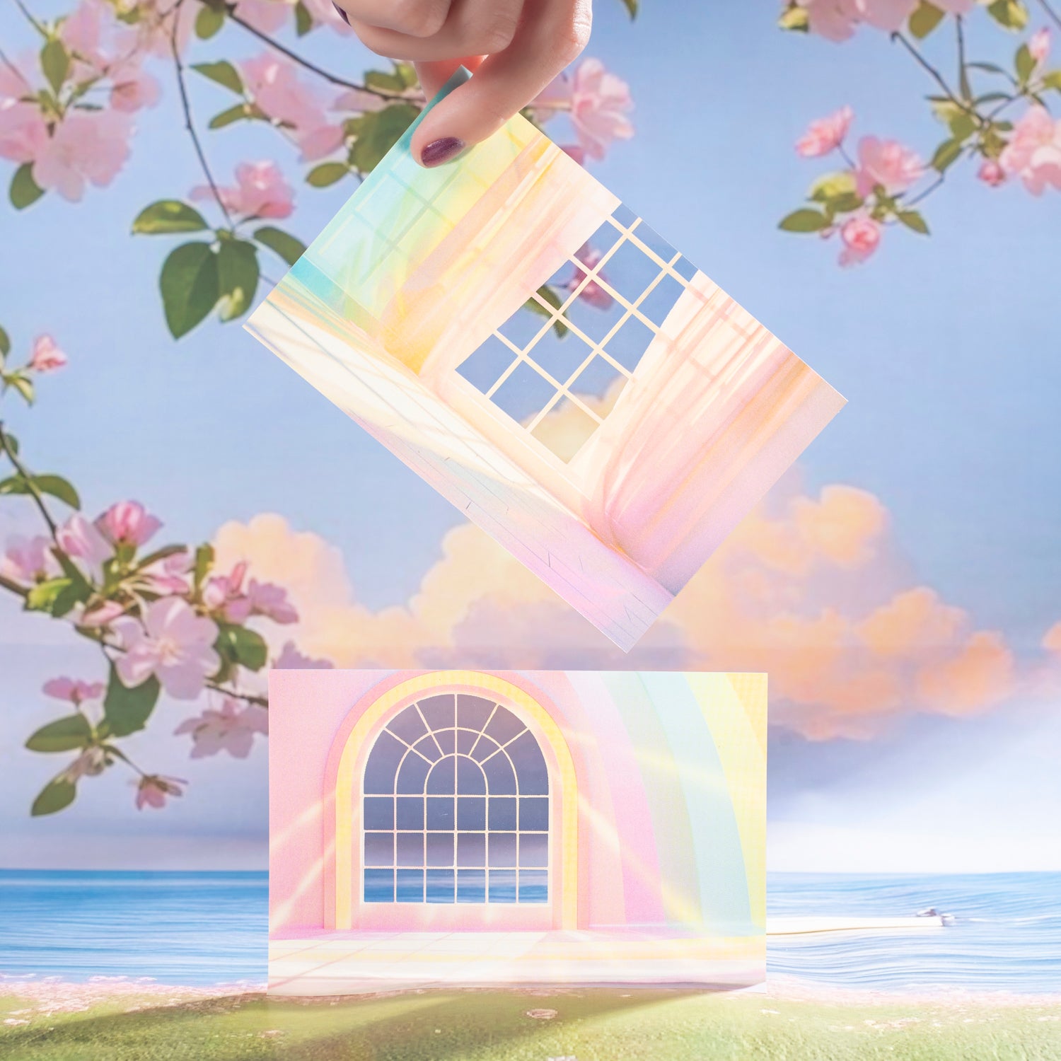 0708 The scenery outside the window PET sticker -10Pcs each pack