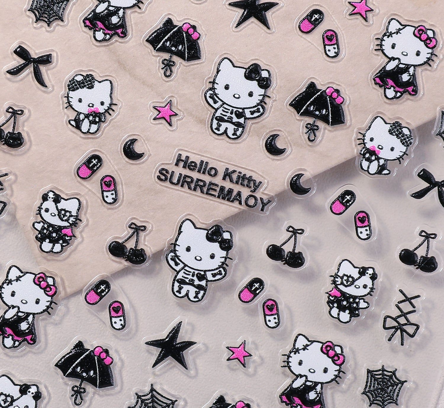 1022 M247- Black HelloKitty Embossed Mini sticker 1 Pcs