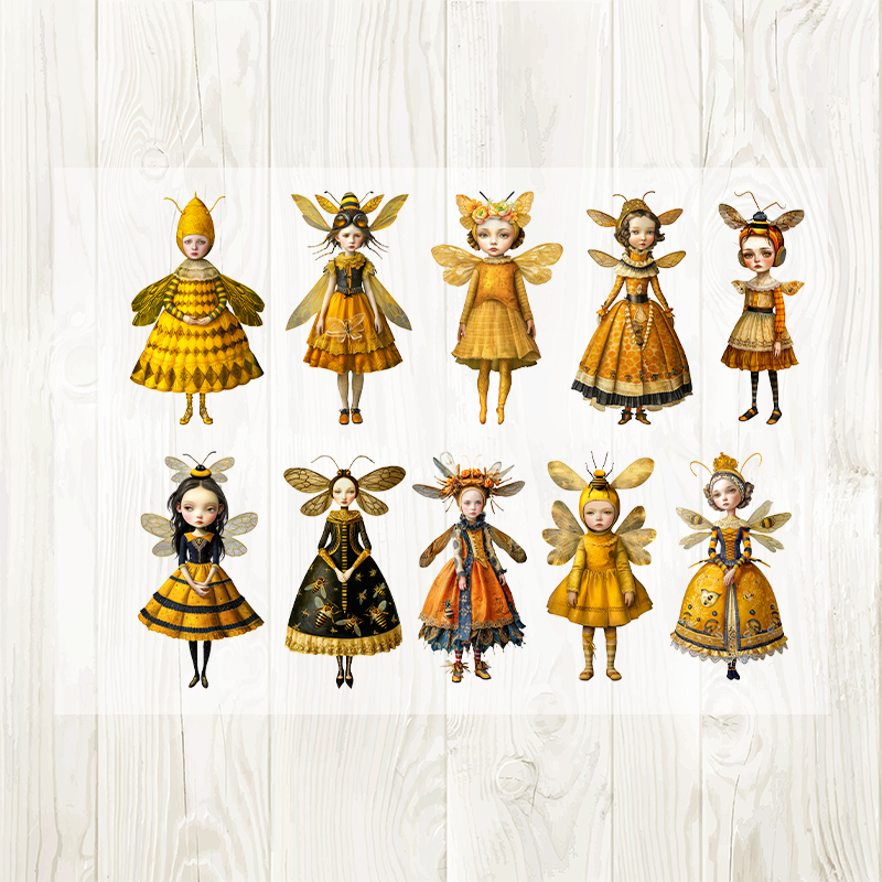 A4 Bee Plush Toy matte PET pre-cut large sticker 1 pack 2 sheets