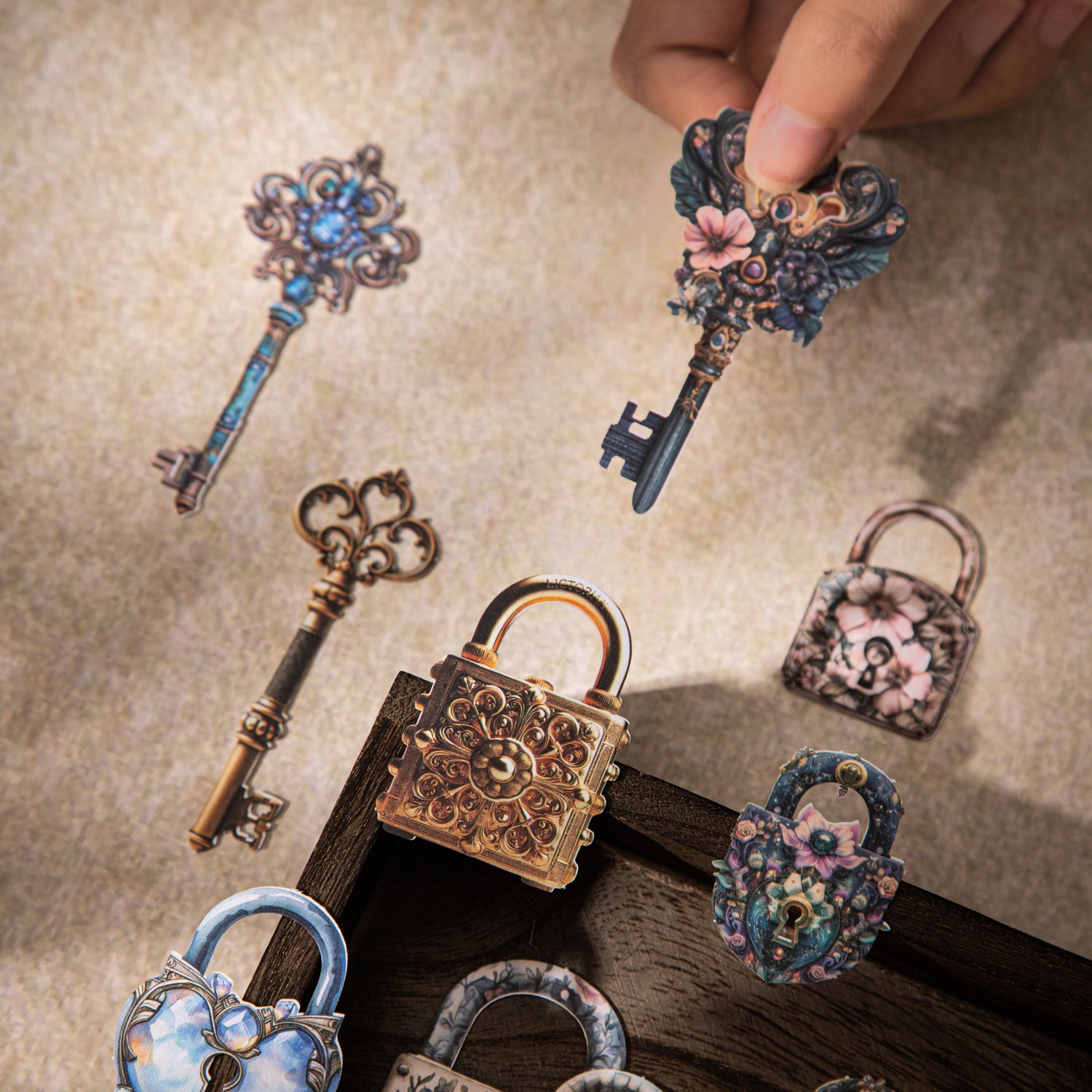 0807 Keys and locks cardstock Sticker -20Pcs each pack