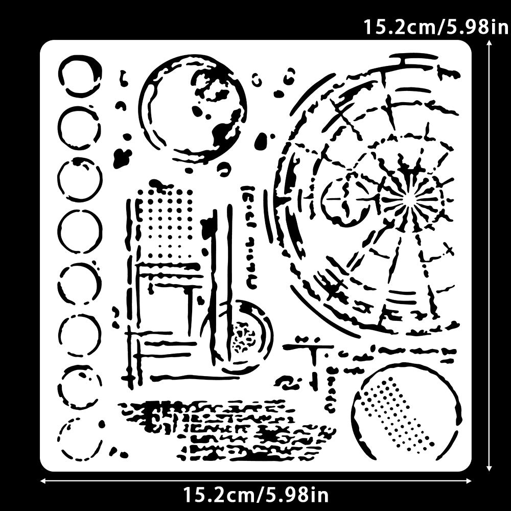 0802 Planet pattern stencil 15.2CM*15.2CM