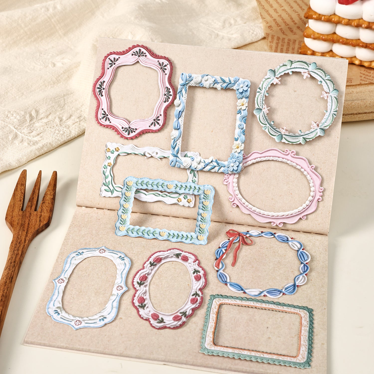 Frame Collection Paper Embossed Sticker -10Pcs each pack