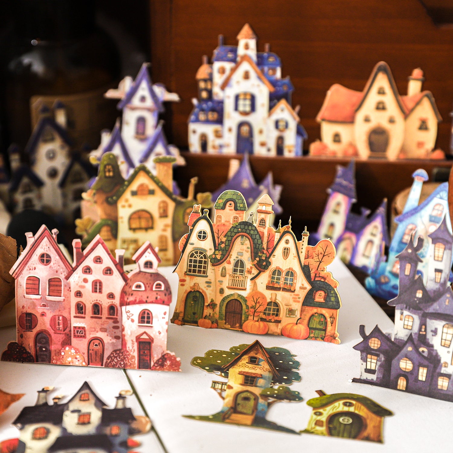 0404 Fairy tale town Series cardstock Sticker -15Pcs each pack