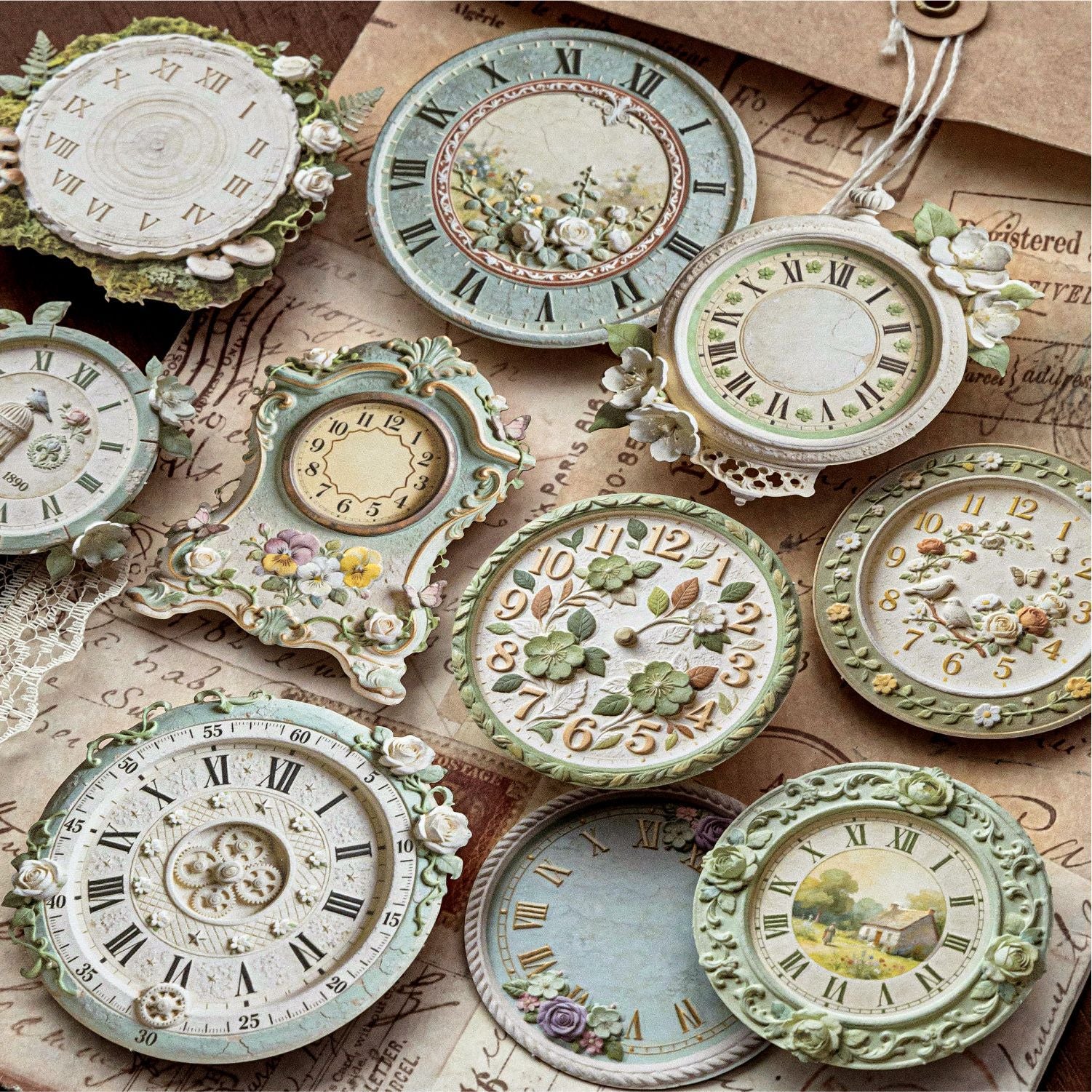 Garden Clock Cardstock Stickers -10Pcs each pack