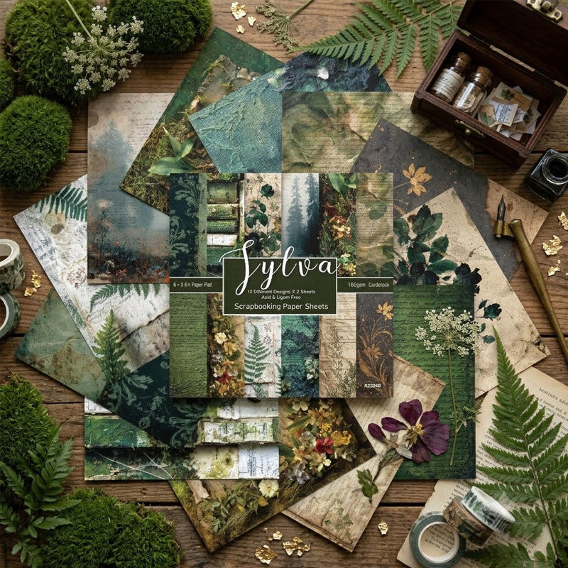 Vintage Plant Background Paper -24Pcs each pack