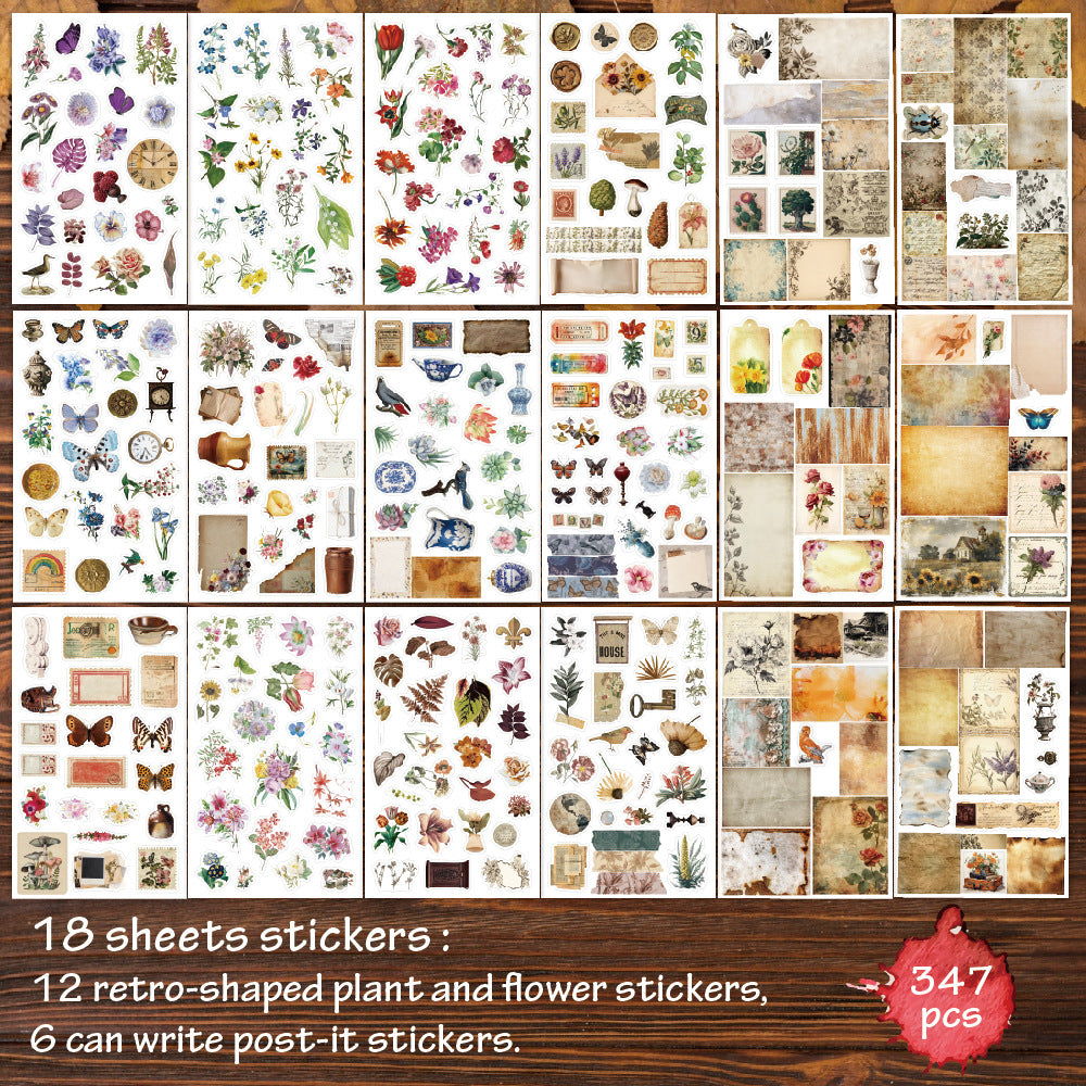 0403 Retro DIY Washi & Paper Sticker Book -38Pcs each pack
