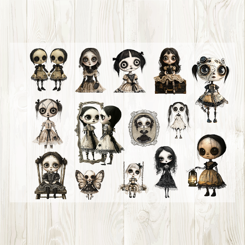 A4 Gost Vintage Doll matte PET pre-cut large sticker 1 pack 2 sheets