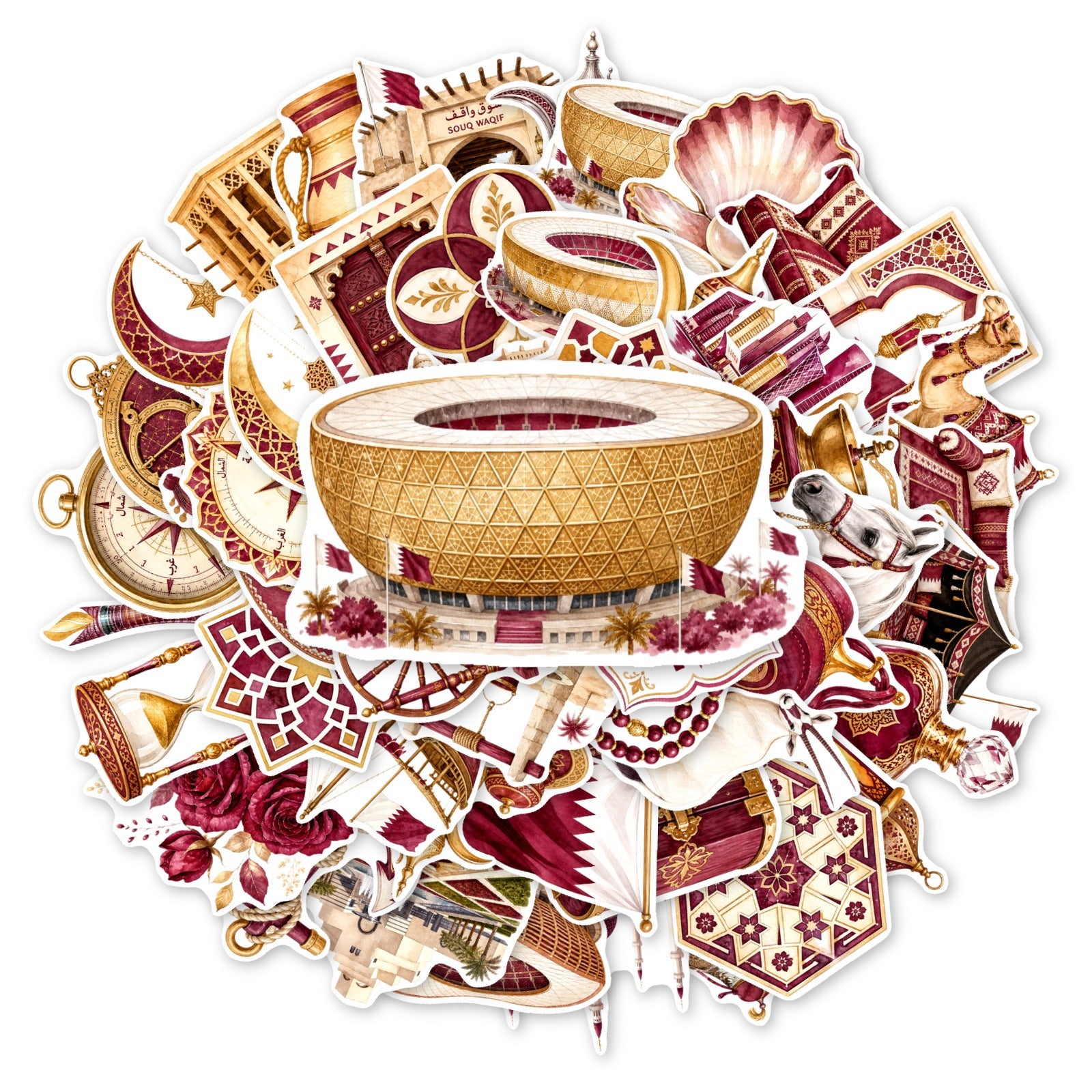 50 Exotic Style Solid Sticker With White Border