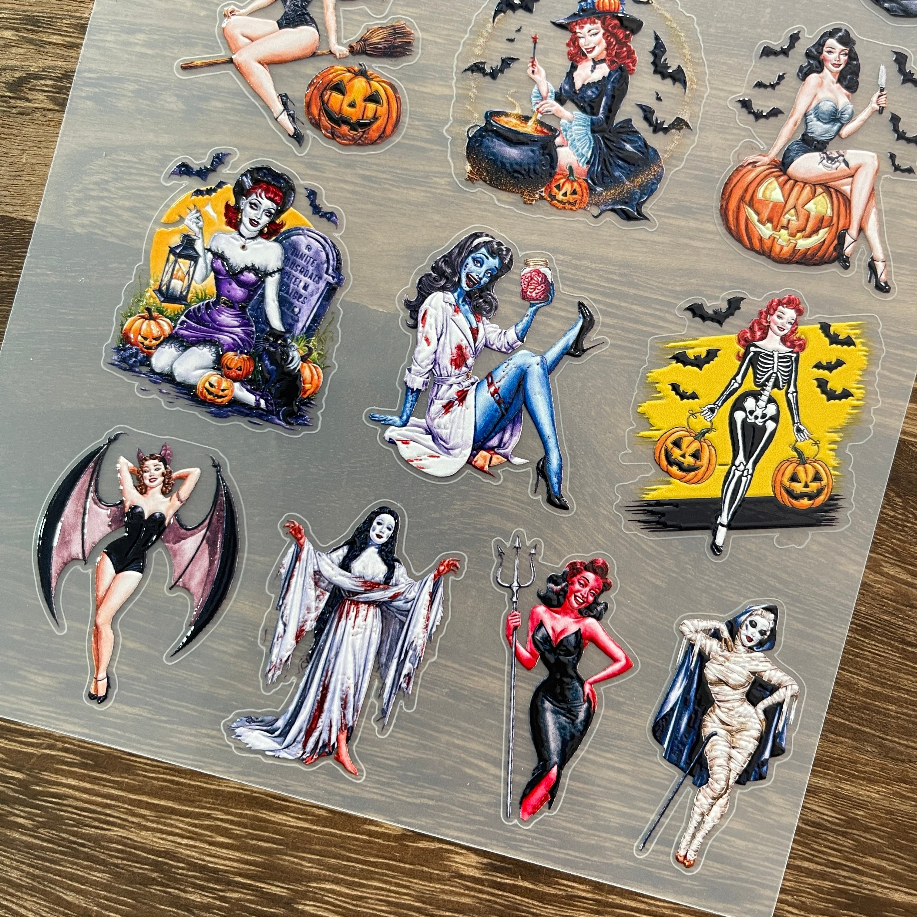 3D Spooky party lady PET Stickers 1pcs