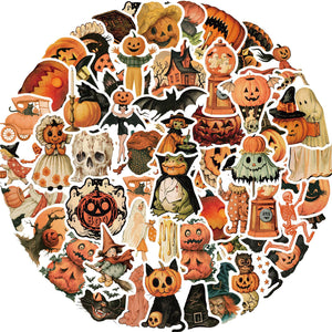 Vintage Halloween stickers in circle