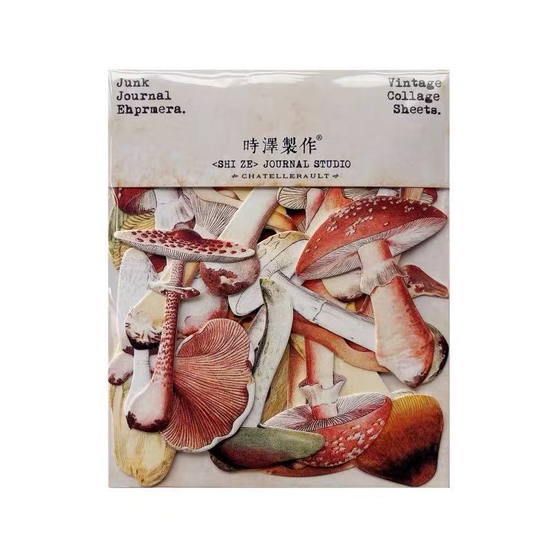 Vintage mushrooms card stock -21Pcs each pack