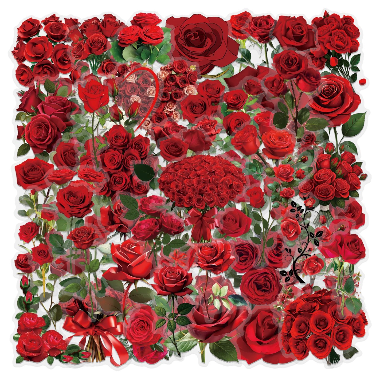 60 Romantic red roses PET Sticker