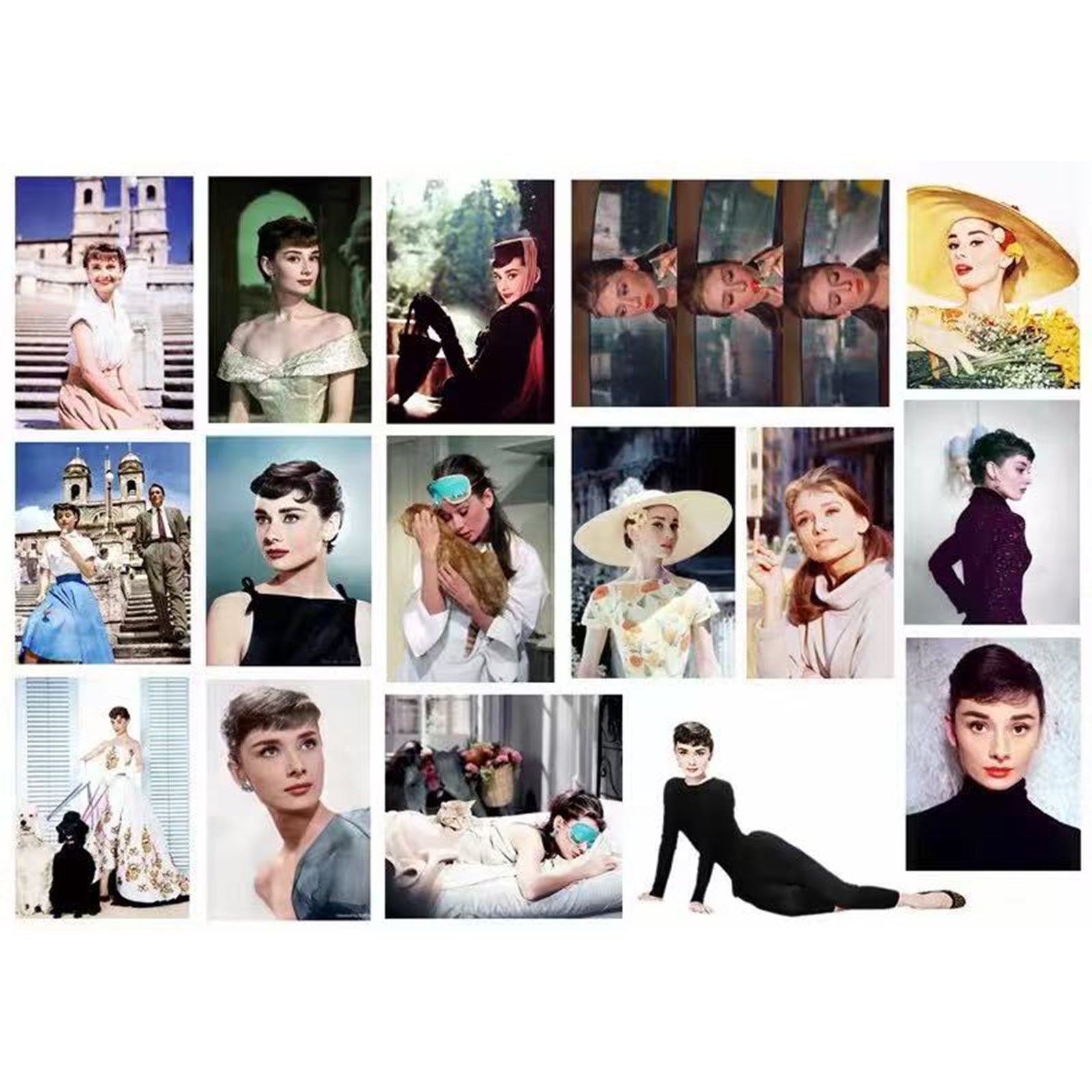 16 Vintage Audrey Hepburn solid sticker with white border