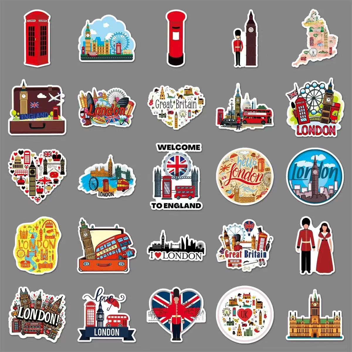 0609 50 London Stickers solid with white border