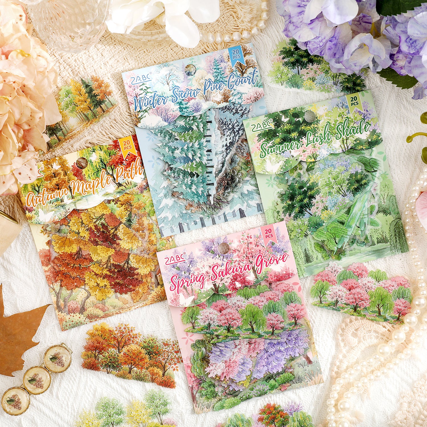Four Seasons of the Forest PET Stickers -20Pcs each pack