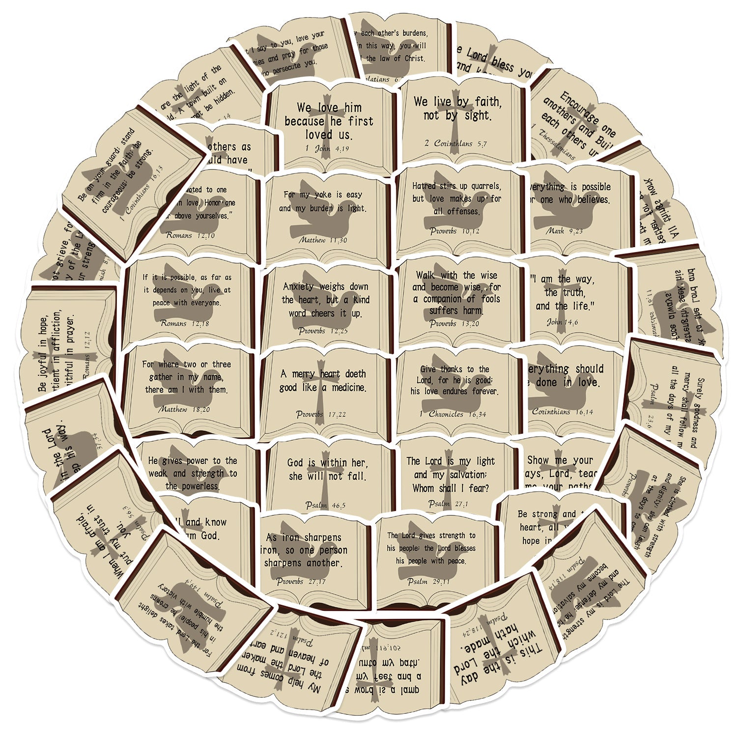 0721 50 Scripture Stickers solid with white border