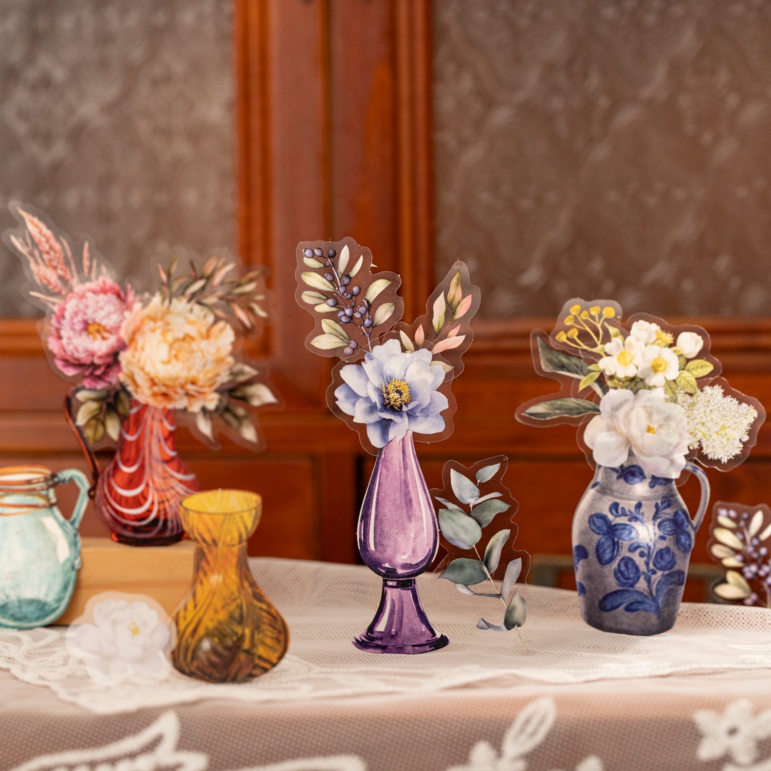 1112 Flowers PET & Solid sticker -20Pcs each pack