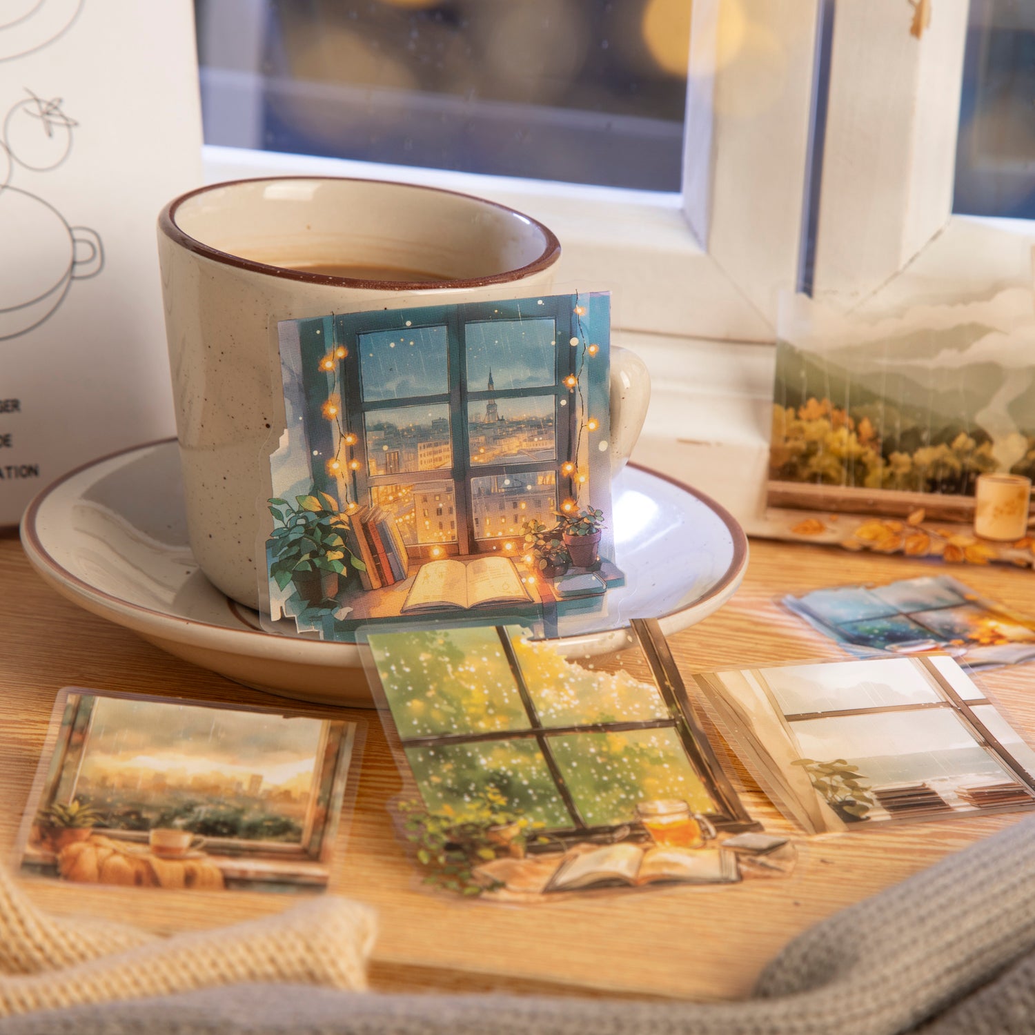 0630 Rainy day outside the window PET sticker -10Pcs each pack