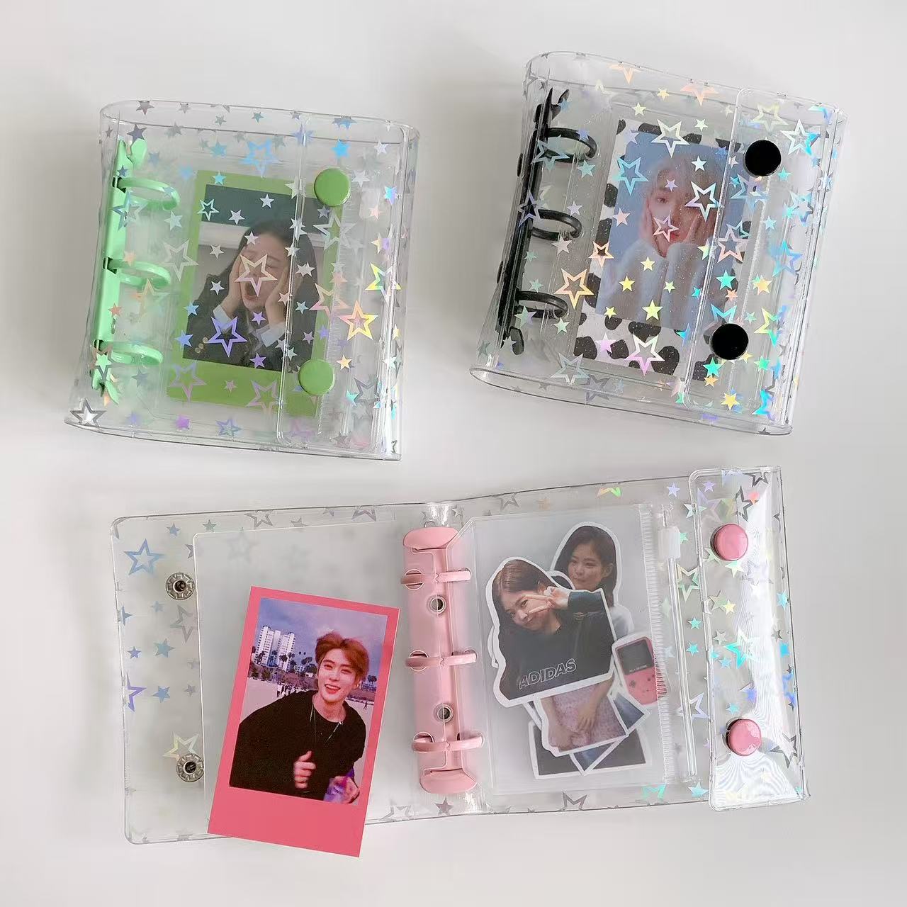 A8 Laser Stars Clear Binder With Button *not contain insert pages