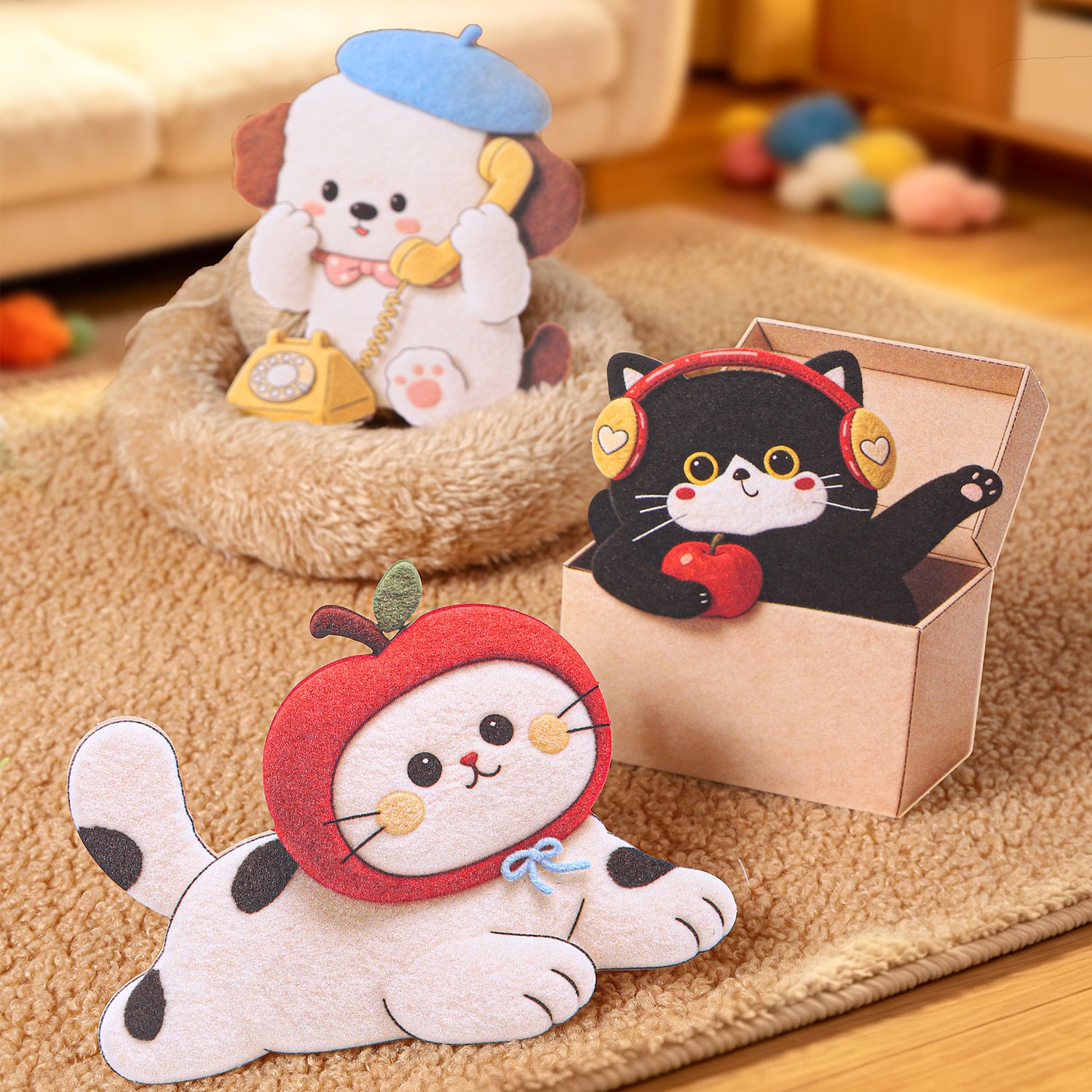 Furry Animals Solid Sticker -10Pcs each pack