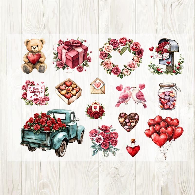 A4 Valentine's Day matte PET pre-cut large sticker 1 pack 2 sheets