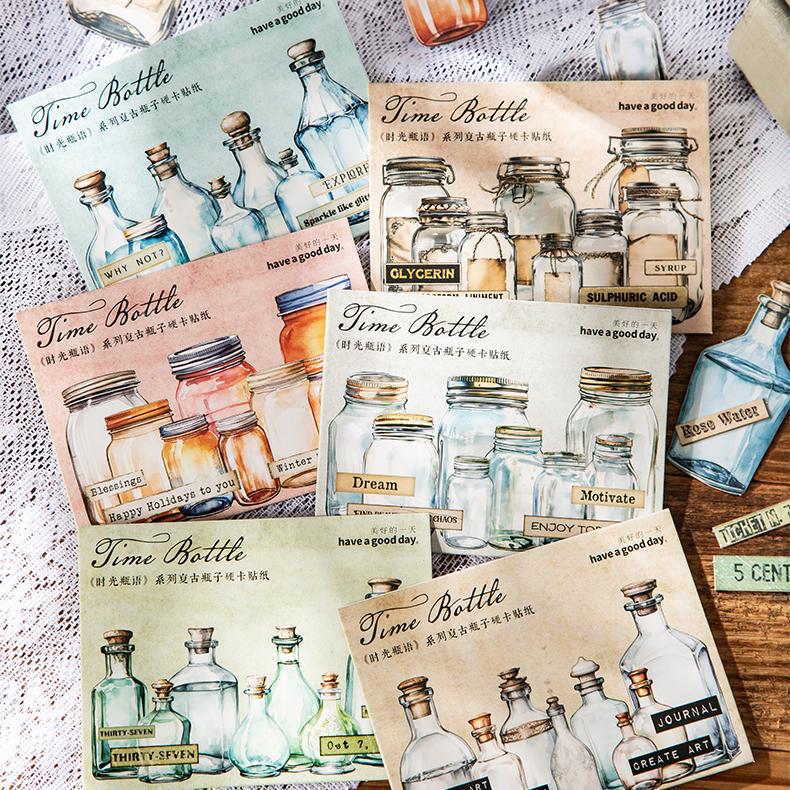 0416 Time bottle Series cardstock Sticker -25Pcs each pack