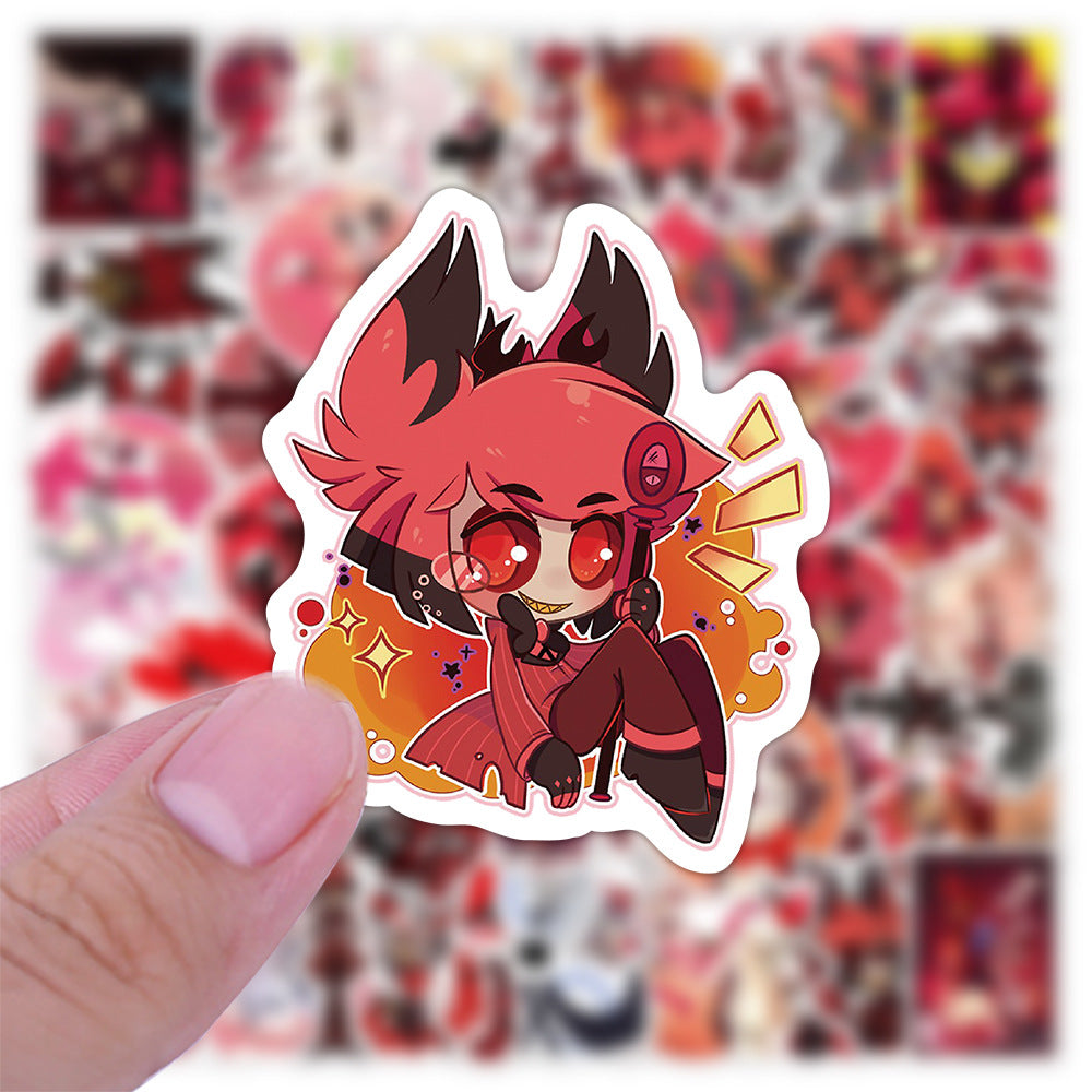 50 Hazbin Hotel Stickers solid with white border